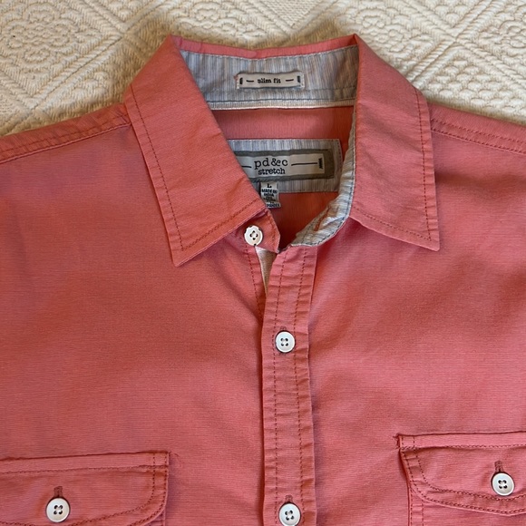 PD&C Large Coral Button Down Casual Shirt - Picture 6 of 14